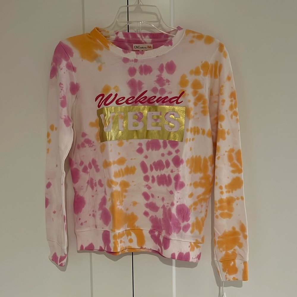 NEW C&C CALIFORNIA Girl's Tie Dyed Weekend Vibes Sweatshirt - Size XL 14-16